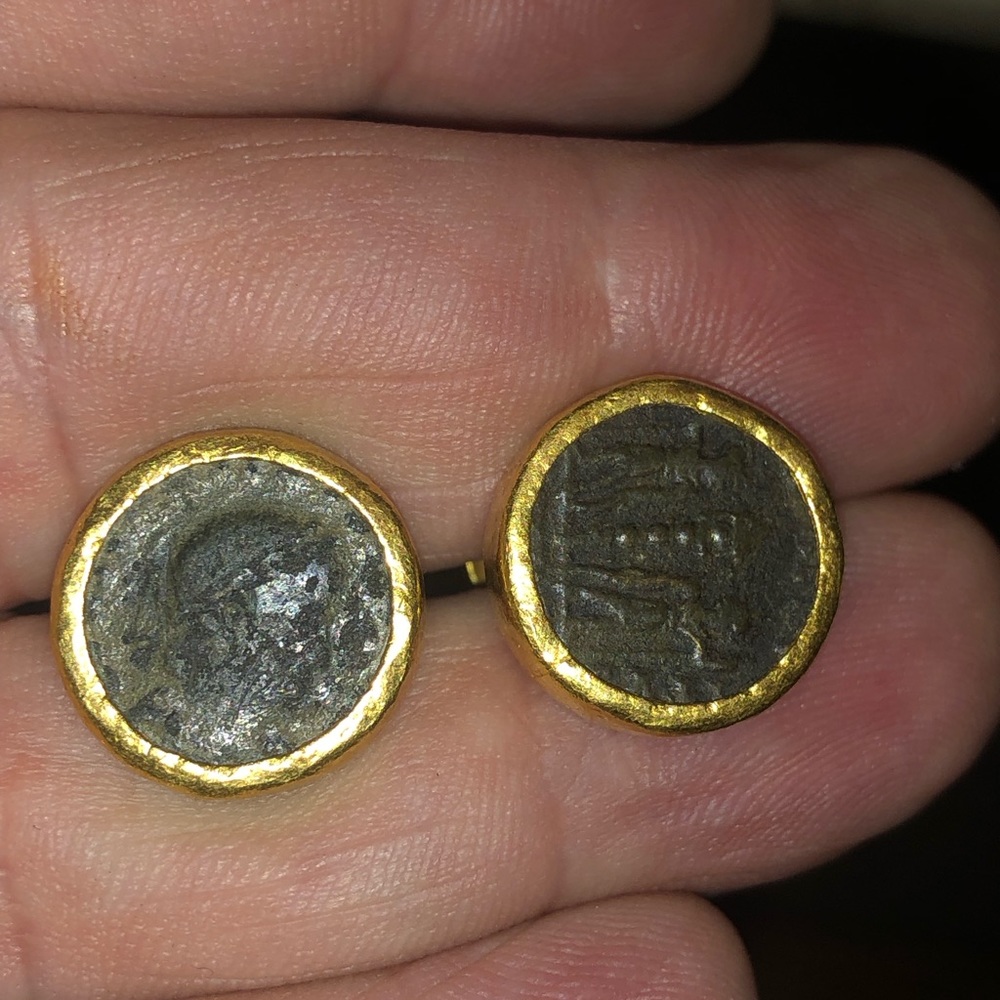 Authentic 24kt gold ancient coin cuff links.